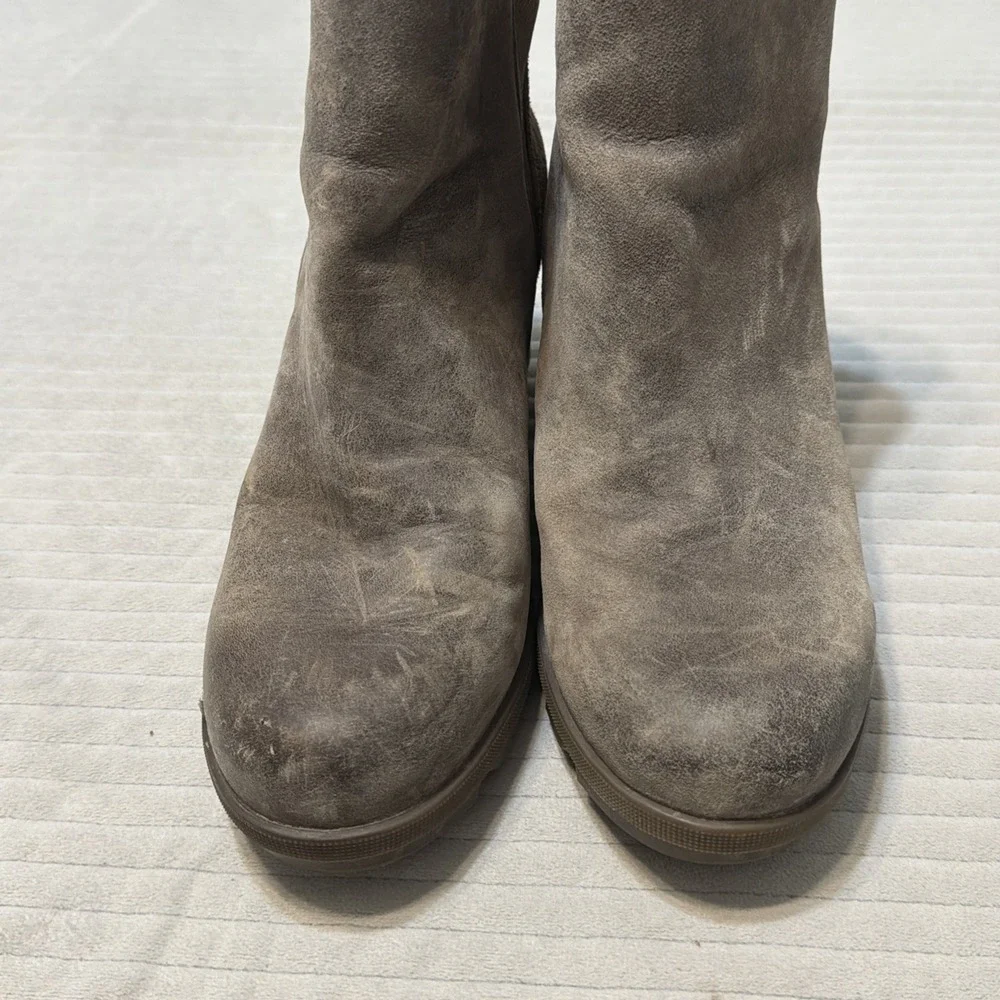 Sorel Boots Womens 9 Taupe Joan Of Arctic Wedge II Booties Leather NL3365-240